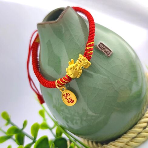 TEMICO Feng Shui Wealth Bracelet for Women 18k Gold Plated Pixiu Adjustable Red String Bracelet Dragon Charms Bring Good Luck and Prosperity in Kuwait