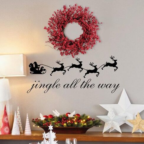 TEMPUS 20" Christmas Wreath, Red Berry Artificial Wreath, Handmade Front Door Wreath， for Christmas Decoration Home Indoor Outdoor Wall Window Farmhouse Holiday Winter … in Kuwait