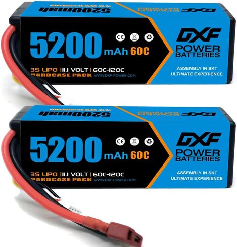 DXF 3S Lipo Battery 5200mAh 11.1V 60C RC Battery Hard Case with Deans Connector for RC Car Boat Truck Helicopter Airplane Racing Models(2 Pack) in Saudi Arabia