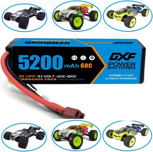 DXF 3S Lipo Battery 5200mAh 11.1V 60C RC Battery Hard Case with Deans Connector for RC Car Boat Truck Helicopter Airplane Racing Models(2 Pack) in Saudi Arabia