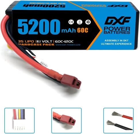 DXF 3S Lipo Battery 5200mAh 11.1V 60C RC Battery Hard Case with Deans Connector for RC Car Boat Truck Helicopter Airplane Racing Models(2 Pack) in Saudi Arabia