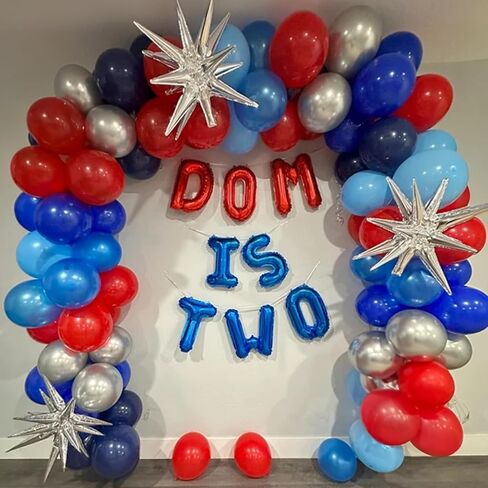 Red Blue Black Balloons, 12Inch Matte Red Black and Royal Blue Metallic Silver Latex Balloon for Boys Hero Party Kids Spider Theme Birthday Baby Shower Graduation Party Decorations in Saudi Arabia