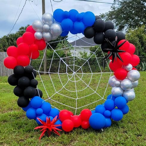 Red Blue Black Balloons, 12Inch Matte Red Black and Royal Blue Metallic Silver Latex Balloon for Boys Hero Party Kids Spider Theme Birthday Baby Shower Graduation Party Decorations in Saudi Arabia