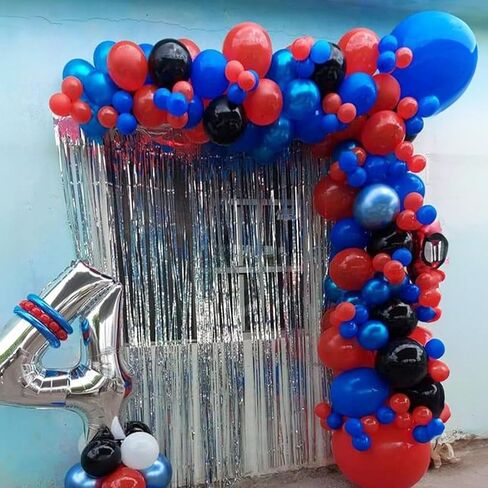 Red Blue Black Balloons, 12Inch Matte Red Black and Royal Blue Metallic Silver Latex Balloon for Boys Hero Party Kids Spider Theme Birthday Baby Shower Graduation Party Decorations in Saudi Arabia