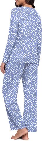 CATHY Women Pajama Sets V-neck Comfy Lounge Set Soft Long Sleeve Pj Sleepwear with Pockets in Kuwait