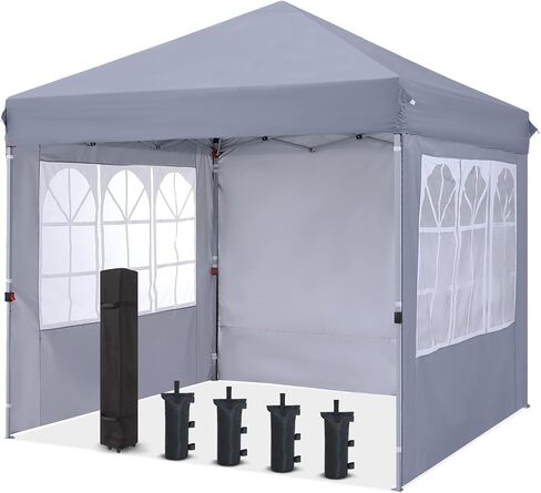 خيمة COOSHADE مقاس 10X10Ft منبثقة بمظلة مغلقة ومظلة قابلة للطي فورية مع نافذة كنيسة أنيقة وجناح خارجي لتقديم الطعام لحفلات الزفاف والشواء والمناسبات (أبيض) in Kuwait