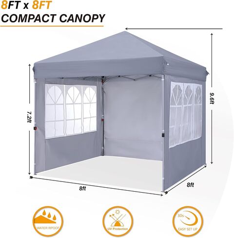 خيمة COOSHADE مقاس 10X10Ft منبثقة بمظلة مغلقة ومظلة قابلة للطي فورية مع نافذة كنيسة أنيقة وجناح خارجي لتقديم الطعام لحفلات الزفاف والشواء والمناسبات (أبيض) in Kuwait