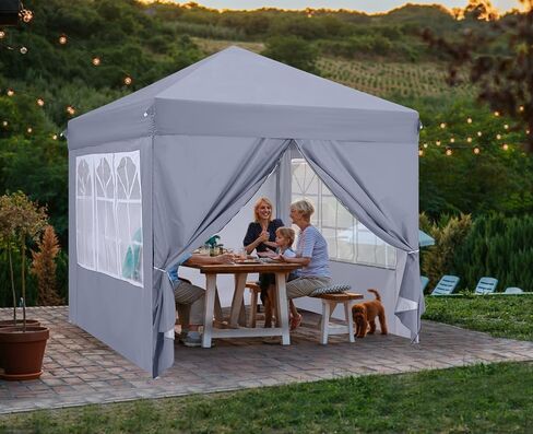 خيمة COOSHADE مقاس 10X10Ft منبثقة بمظلة مغلقة ومظلة قابلة للطي فورية مع نافذة كنيسة أنيقة وجناح خارجي لتقديم الطعام لحفلات الزفاف والشواء والمناسبات (أبيض) in Kuwait