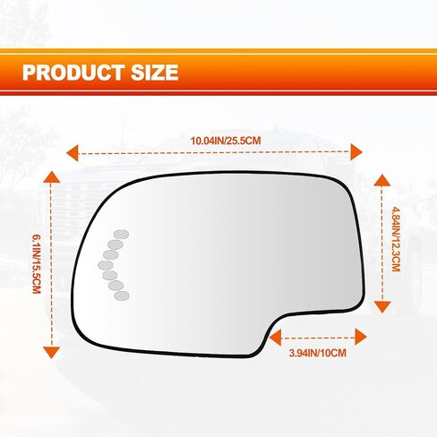Passenger Right Side Heated Mirror Glass with Arrow Signal Exterior Mirror, Compatible with 2003-2007 Chevy Silverado Suburban Tahoe GMC Sierra Yukon 1500 Cadillac Escalade, Replace # 88944392 in Saudi Arabia