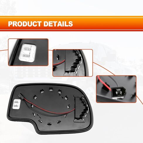 Passenger Right Side Heated Mirror Glass with Arrow Signal Exterior Mirror, Compatible with 2003-2007 Chevy Silverado Suburban Tahoe GMC Sierra Yukon 1500 Cadillac Escalade, Replace # 88944392 in Saudi Arabia