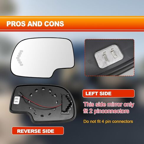 Passenger Right Side Heated Mirror Glass with Arrow Signal Exterior Mirror, Compatible with 2003-2007 Chevy Silverado Suburban Tahoe GMC Sierra Yukon 1500 Cadillac Escalade, Replace # 88944392 in Saudi Arabia