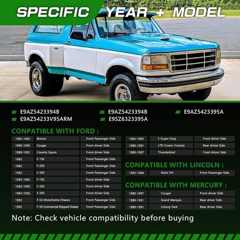 محرك نافذة كهربائي متوافق مع Ford Bronco/Cougar Squire/F-150 250 350/F-Super Duty/LTD Crown Victoria& Lincoln Mark VIII & Mercury Cougar/Grand Marquis/Colony Park Replace # E9AZ5423394B in Kuwait