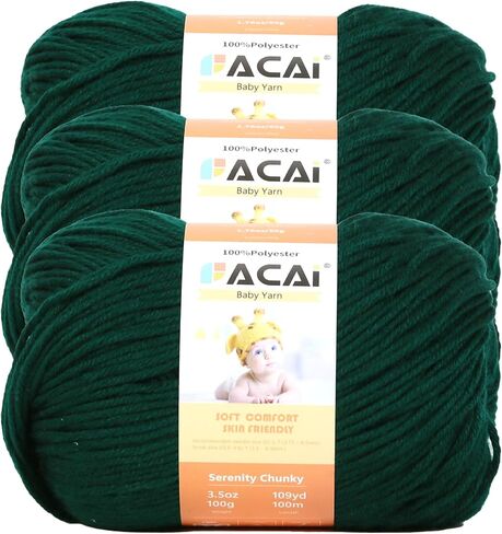 Soft Baby Yarn for Knitting100% Acrylic, 50 oz 110 Yards per Ball, Perfect for Baby Soft Knitting Projects (3, Hunter Green) in Saudi Arabia