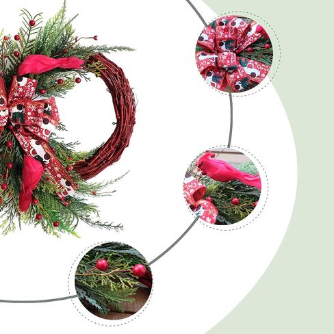 TEMPUS 20" Christmas Wreath, Red Berry Artificial Wreath, Handmade Front Door Wreath， for Christmas Decoration Home Indoor Outdoor Wall Window Farmhouse Holiday Winter … in Kuwait