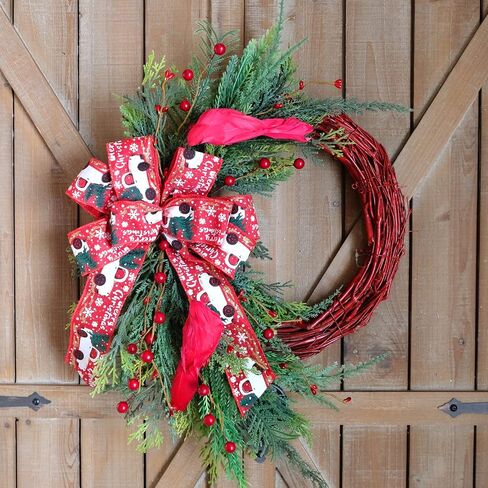 TEMPUS 20" Christmas Wreath, Red Berry Artificial Wreath, Handmade Front Door Wreath， for Christmas Decoration Home Indoor Outdoor Wall Window Farmhouse Holiday Winter … in Kuwait