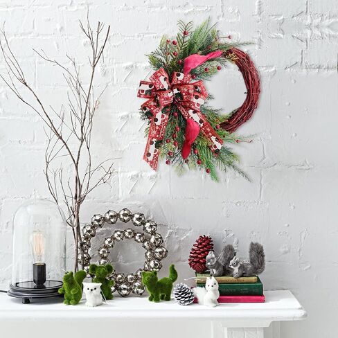 TEMPUS 20" Christmas Wreath, Red Berry Artificial Wreath, Handmade Front Door Wreath， for Christmas Decoration Home Indoor Outdoor Wall Window Farmhouse Holiday Winter … in Kuwait