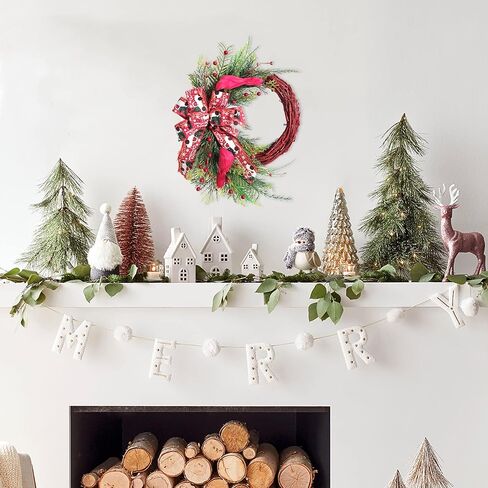 TEMPUS 20" Christmas Wreath, Red Berry Artificial Wreath, Handmade Front Door Wreath， for Christmas Decoration Home Indoor Outdoor Wall Window Farmhouse Holiday Winter … in Kuwait
