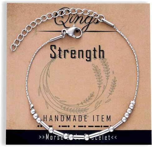 Qings Morse Code Bracelet For Women Silver Beaded Cord Bracelet Funny Inspirational Message Gift Friendship Strand Chain Adjustable Bracelets Birthday Graduation Gifts For Girls Best Friends in Saudi Arabia