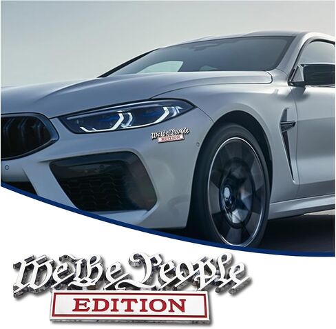 We The People Edition Emblems,3D Full Metal Car Decals with Strong Adhesive, Personalized Decoration Labels Car Badges, Auto Fender Body Embossed Stickers for Truck SUV (Silver/Red) in Saudi Arabia