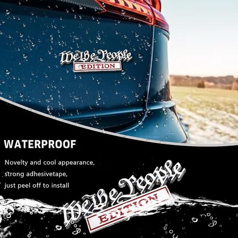 We The People Edition Emblems,3D Full Metal Car Decals with Strong Adhesive, Personalized Decoration Labels Car Badges, Auto Fender Body Embossed Stickers for Truck SUV (Silver/Red) in Saudi Arabia