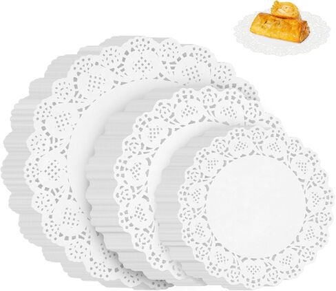 PECULA Paper Doilies, 250 Pack White Lace Doilies, 6.5, 8.5, and 10.5 Inch Doilies for Food, Crafts, Baby Showers, Parties, Wedding, Birthday, Tableware Decoration in Kuwait