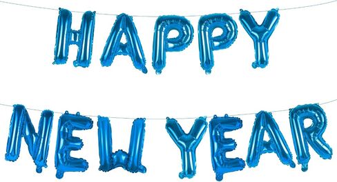 Happy New Year Balloon, 16inch New Year Letter Balloons NYE Decorations 2025, New Years Eve Party Supplies 2025 Set (Blue) in Saudi Arabia