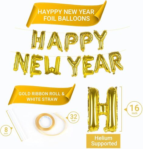 Happy New Year Balloon, 16inch New Year Letter Balloons NYE Decorations 2025, New Years Eve Party Supplies 2025 Set (Blue) in Saudi Arabia