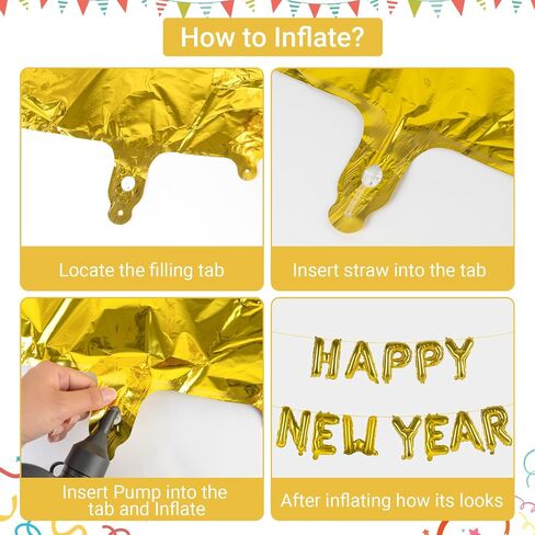 Happy New Year Balloon, 16inch New Year Letter Balloons NYE Decorations 2025, New Years Eve Party Supplies 2025 Set (Blue) in Saudi Arabia