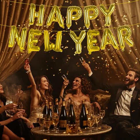 Happy New Year Balloon, 16inch New Year Letter Balloons NYE Decorations 2025, New Years Eve Party Supplies 2025 Set (Blue) in Saudi Arabia