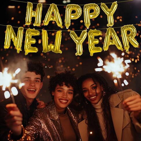 Happy New Year Balloon, 16inch New Year Letter Balloons NYE Decorations 2025, New Years Eve Party Supplies 2025 Set (Blue) in Saudi Arabia