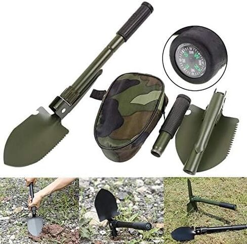 مجرفة Hovico Military القابلة للطي والالتقاط ، صغيرة الحجم مع حقيبة حمل، أداة متعددة للنجاة للتخييم والمشي لمسافات طويلة وحقيبة ظهر وحقيبة ظهر متضمنة (أخضر) in Kuwait