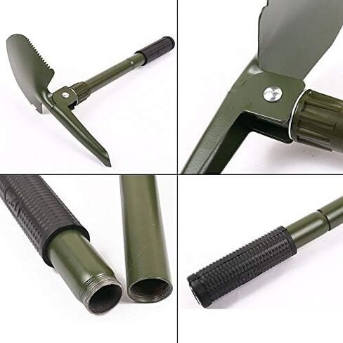 مجرفة Hovico Military القابلة للطي والالتقاط ، صغيرة الحجم مع حقيبة حمل، أداة متعددة للنجاة للتخييم والمشي لمسافات طويلة وحقيبة ظهر وحقيبة ظهر متضمنة (أخضر) in Kuwait