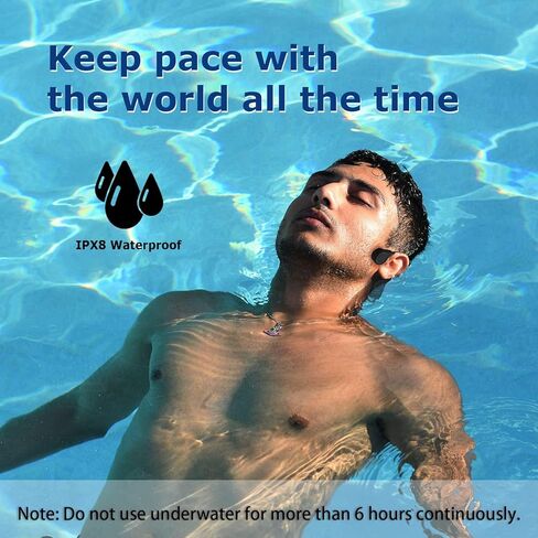 سماعات رأس بلوتوث رياضية مفتوحة الأذن IPX8 مقاومة للماء للسباحة مع ميكروفون - تشغيل MP3 ذاكرة 8 جيجا مدمجة مناسبة للسباحة وركوب الدراجات والتزلج والجري in Kuwait