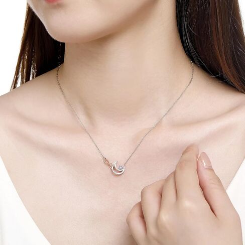 كينغز مون سكاي إنفينيتي جوهرة الميلاد قلادة 925 الفضة الاسترليني ارتفع الذهب لا نهاية لها علامة قلادة تألق جولة قطع الأحجار الكريمة 18 "قابل للتعديل سلسلة هدية للنساء الفتيات in Kuwait