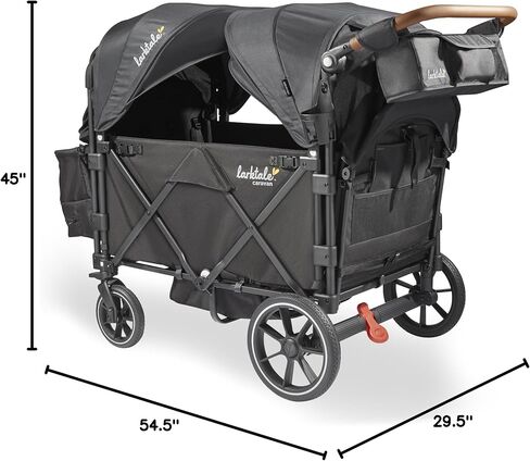 Larktale Caravan Quad، بايرون بلاك - عربة أطفال/عربة قابلة للطي للأطفال والرضع - تتسع لما يصل إلى أربعة ركاب - سعة الوزن الإجمالي 214 رطلًا - مظلات شمسية مزدوجة، مقود قابل للتعديل - إصدار 2024 in Kuwait