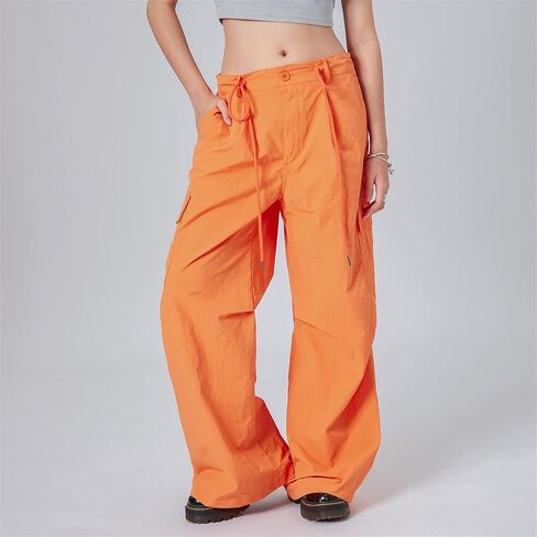 Women Y2k Low Rise Cargo Pants Baggy Drawstring Elastic Waist Wide Leg Parachute Trousers Vintage Loose Streetwear in Saudi Arabia