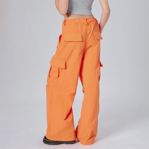 Women Y2k Low Rise Cargo Pants Baggy Drawstring Elastic Waist Wide Leg Parachute Trousers Vintage Loose Streetwear in Saudi Arabia