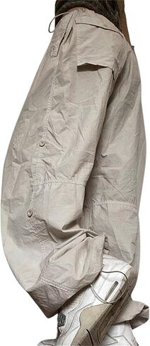 Women Y2k Low Rise Cargo Pants Baggy Drawstring Elastic Waist Wide Leg Parachute Trousers Vintage Loose Streetwear in Saudi Arabia