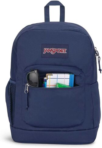 حقيبة ظهر JanSport Cross Town Plus - حجرة رئيسية كبيرة، جيب جانبي لزجاجة المياه، حقيبة كمبيوتر محمول مبطنة مقاس 15 بوصة - كحلي in Saudi Arabia
