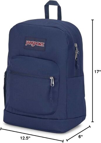 حقيبة ظهر JanSport Cross Town Plus - حجرة رئيسية كبيرة، جيب جانبي لزجاجة المياه، حقيبة كمبيوتر محمول مبطنة مقاس 15 بوصة - كحلي in Saudi Arabia