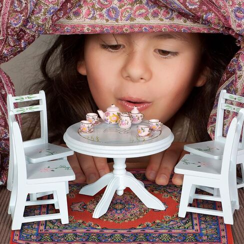 8 Pieces 1:12 Miniature Carpet Dollhouse Accessories, Includes 4 Pieces Turkishness Floral Print Vintage Woven Rugs, 4 Pieces Mini Welcome Floor Blanket Dollhouse Blankets Doll House Furniture Decor in Saudi Arabia
