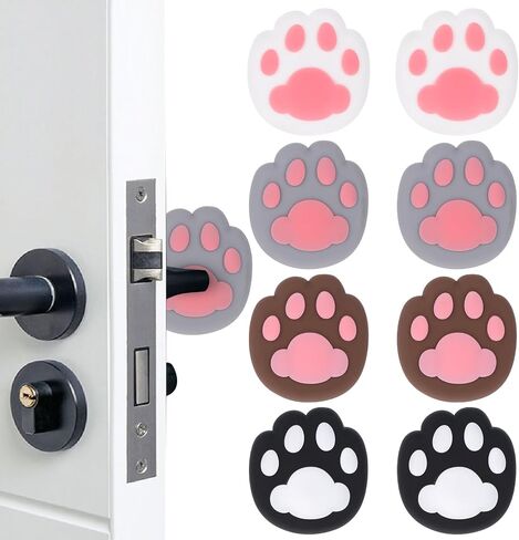 8 PCS Wall Door Stoppers Wall Protector Cute, Door Knob Wall Protector, Wall Door Stoppers Wall Protector, Self Adhesive Cute Cat's Paw Wall Protector in Saudi Arabia