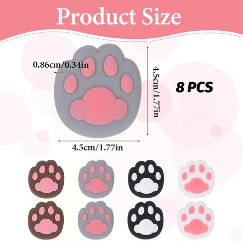 8 PCS Wall Door Stoppers Wall Protector Cute, Door Knob Wall Protector, Wall Door Stoppers Wall Protector, Self Adhesive Cute Cat's Paw Wall Protector in Saudi Arabia