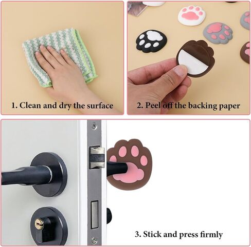 8 PCS Wall Door Stoppers Wall Protector Cute, Door Knob Wall Protector, Wall Door Stoppers Wall Protector, Self Adhesive Cute Cat's Paw Wall Protector in Saudi Arabia