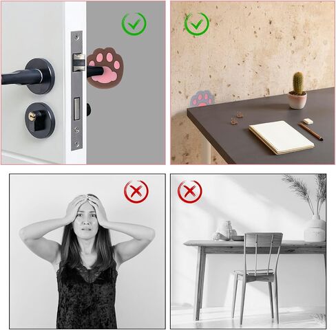 8 PCS Wall Door Stoppers Wall Protector Cute, Door Knob Wall Protector, Wall Door Stoppers Wall Protector, Self Adhesive Cute Cat's Paw Wall Protector in Saudi Arabia