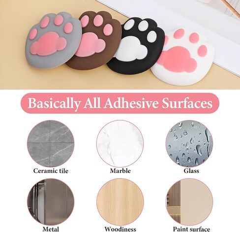 8 PCS Wall Door Stoppers Wall Protector Cute, Door Knob Wall Protector, Wall Door Stoppers Wall Protector, Self Adhesive Cute Cat's Paw Wall Protector in Saudi Arabia