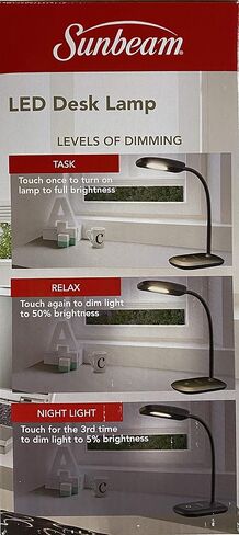 SUNBEAM Flexible Neck LED Desk LAMP Adjustable Light Energy Star Black in Kuwait