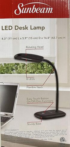 SUNBEAM Flexible Neck LED Desk LAMP Adjustable Light Energy Star Black in Kuwait