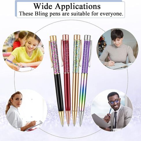 HESTYA 16 Pieces Ballpoint Pens Flower Dynamic Crystal Pens for School Black Ink Ballpoint Pens Flower Liquid Sand Pen for Birthday, Back to School Seasons, Wedding, Home Office(Liquid Style) in Saudi Arabia