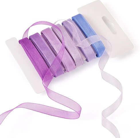 Craftdady 6 Rolls Blue/Dark Blue Polyester Ribbon 3/8 inch x 5 Yards Organza Polyester Ribbon Clear Fabric Ribbon for Bow Wrapping, Flower Bouquet, Hair Bows Crafts, Wreaths, Wedding Decor in Saudi Arabia